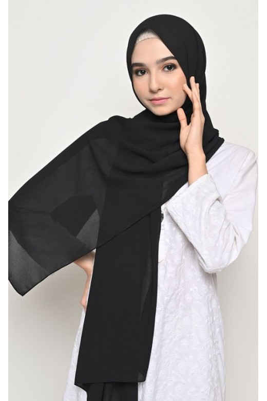 Pasmina Cerutti Baby Doll Jahit Tepi Black